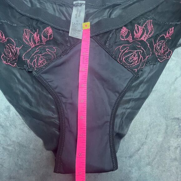 Thistle and Spire Thorn Apart Bikini Panty Womens 1X Black Sheer Roses Revolve - Picture 5 of 8